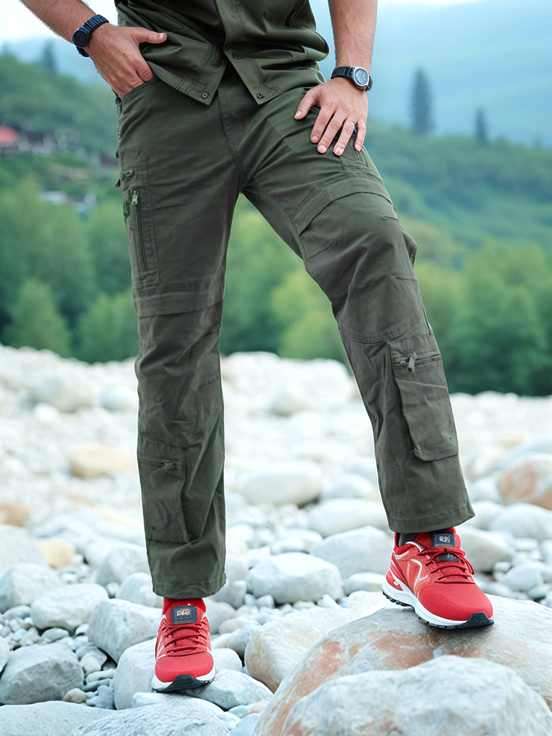 STRAIGHT ZIP 12 POCKET CARGO WITH DJUSTABLE BOTTOMS- ST-53