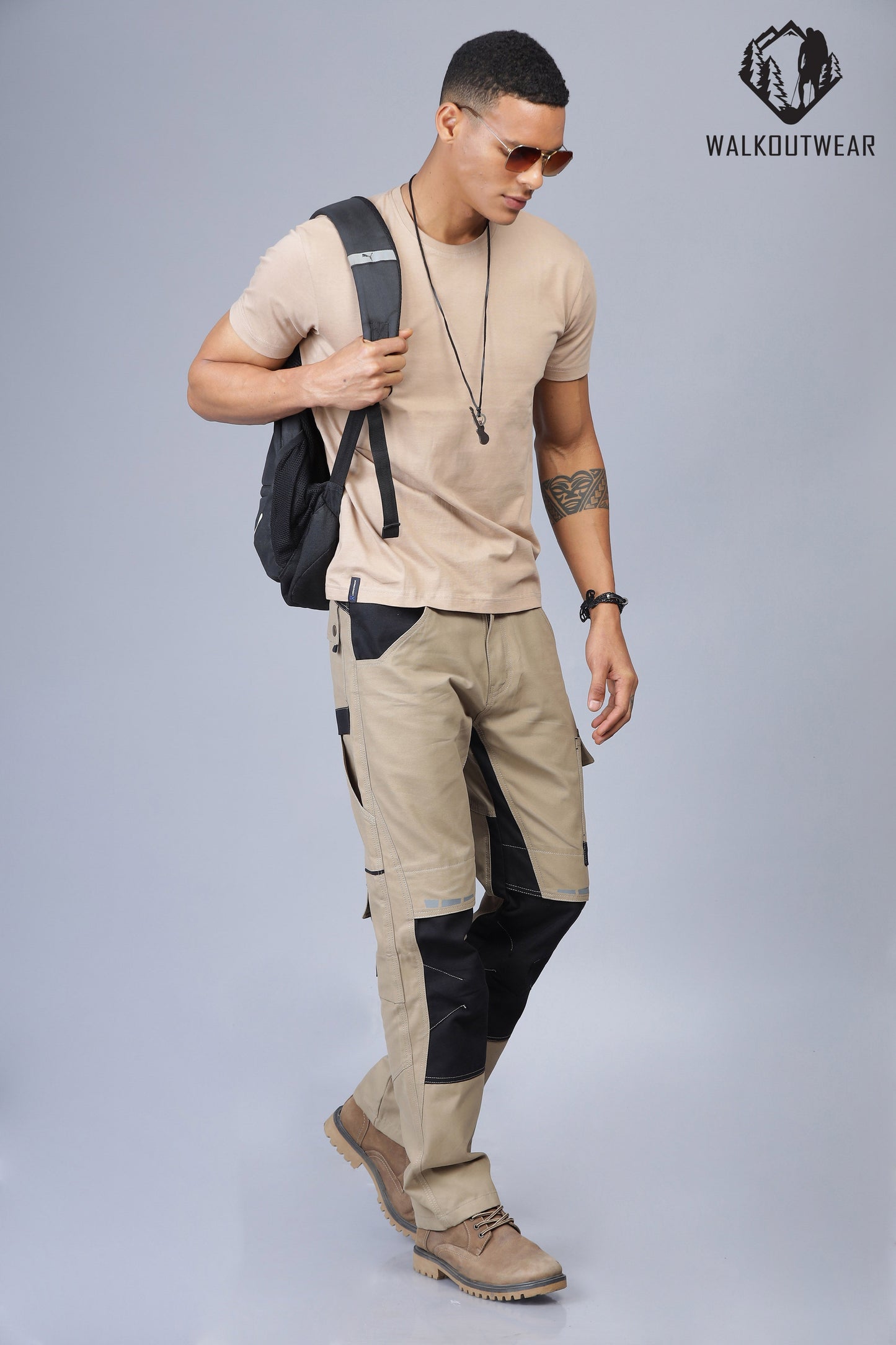 Premium Soldier-Wear Multi-Pocket Cargo (Beige-Black)