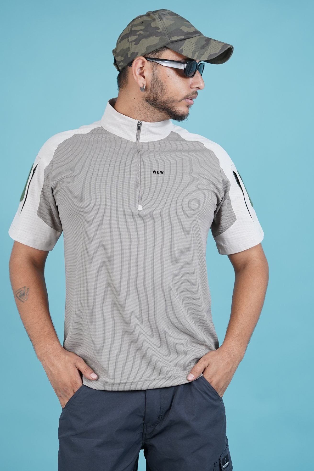 WOW MEN'S STYLISH HALF SLEEVE TACTICAL AEROGRID T-SHIRT ST-05