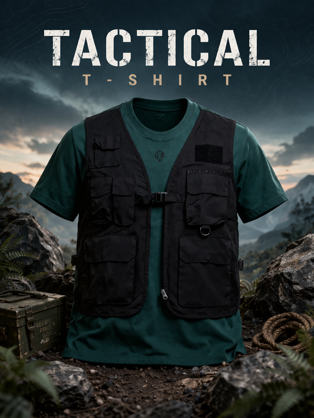 Tactical Utility Attached Vest T-Shir T1