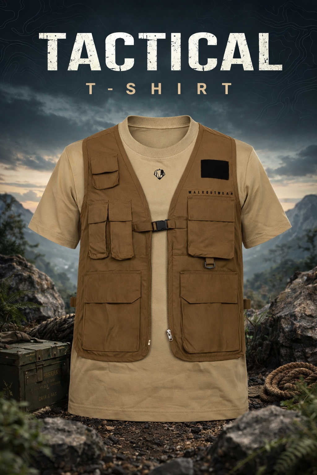 Tactical Utility Attached Vest T-Shir T1