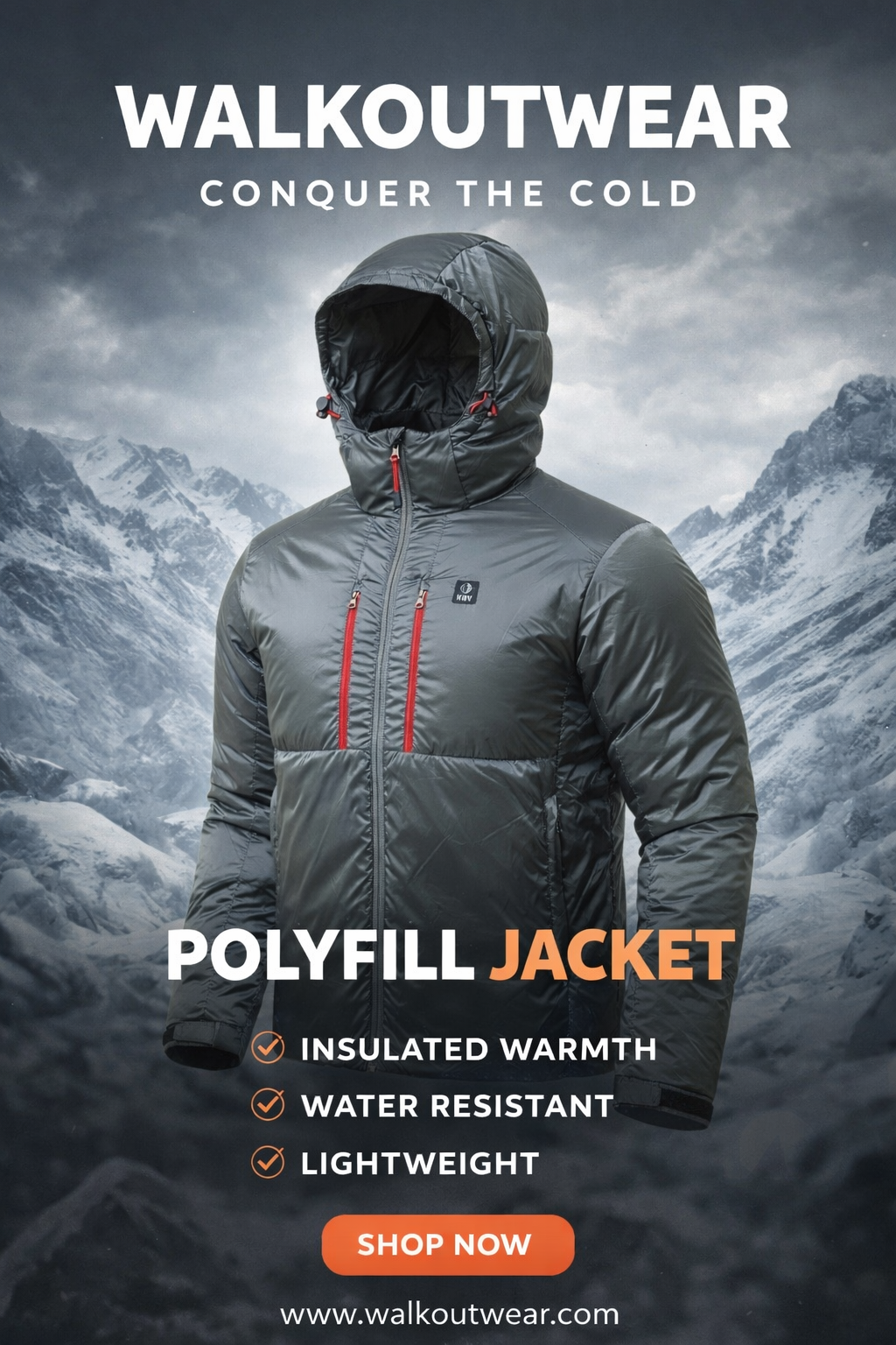 Waterproof Winter Jacket for Men – Shining Cell Jacket with Red Zip