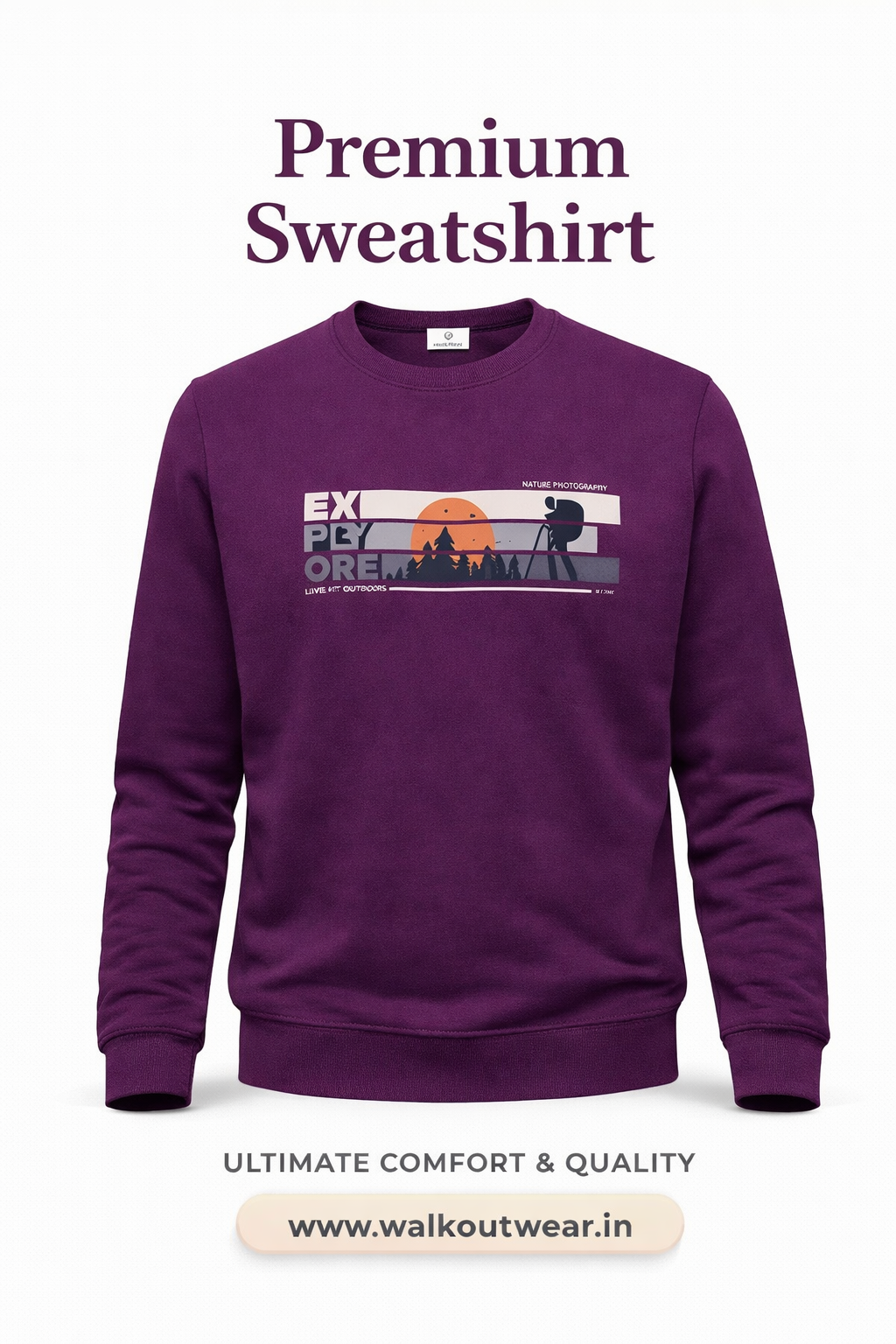 “Explore” Cotton Sweatshirt – Warm, Soft & Comfortable