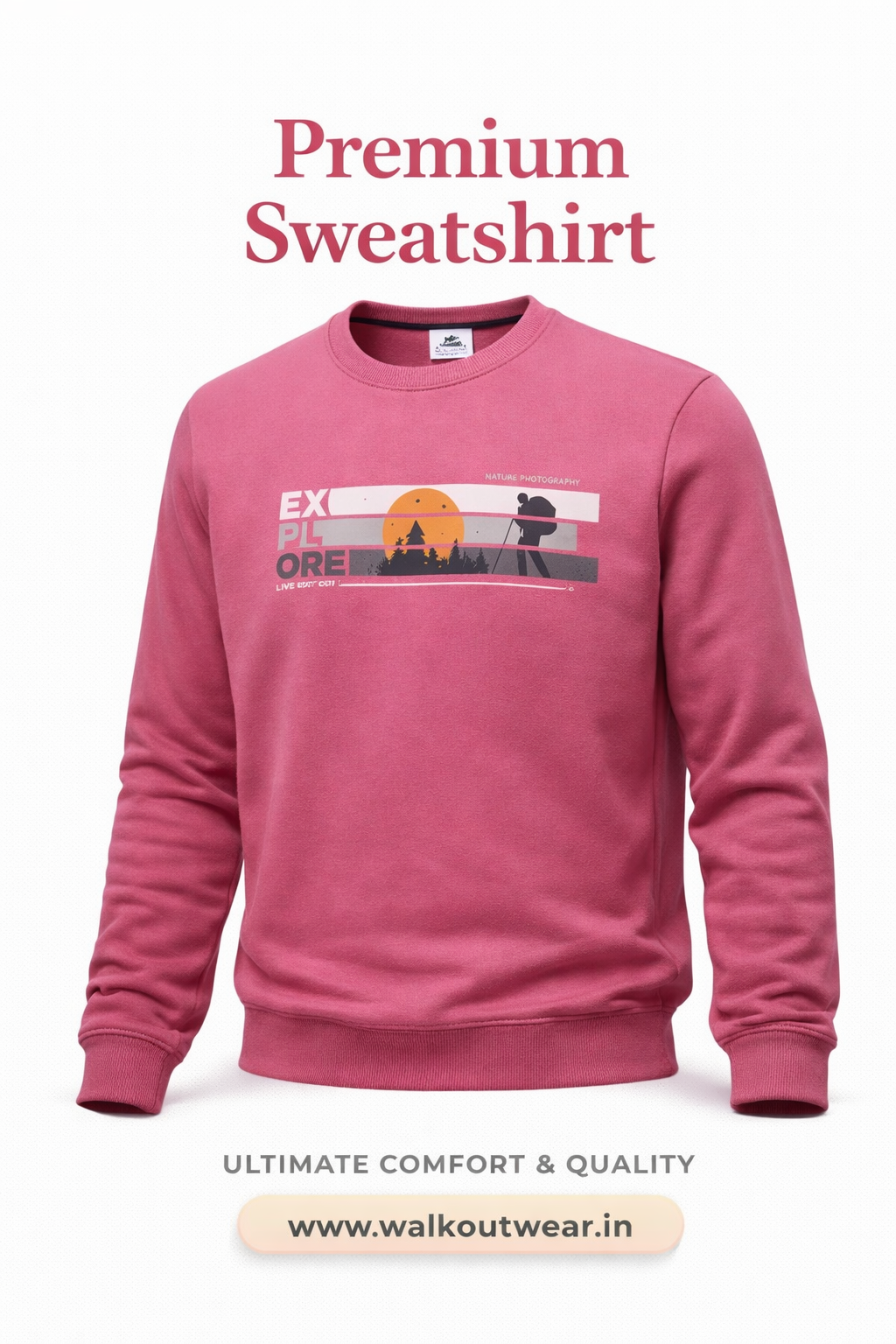 “Explore” Cotton Sweatshirt – Warm, Soft & Comfortable